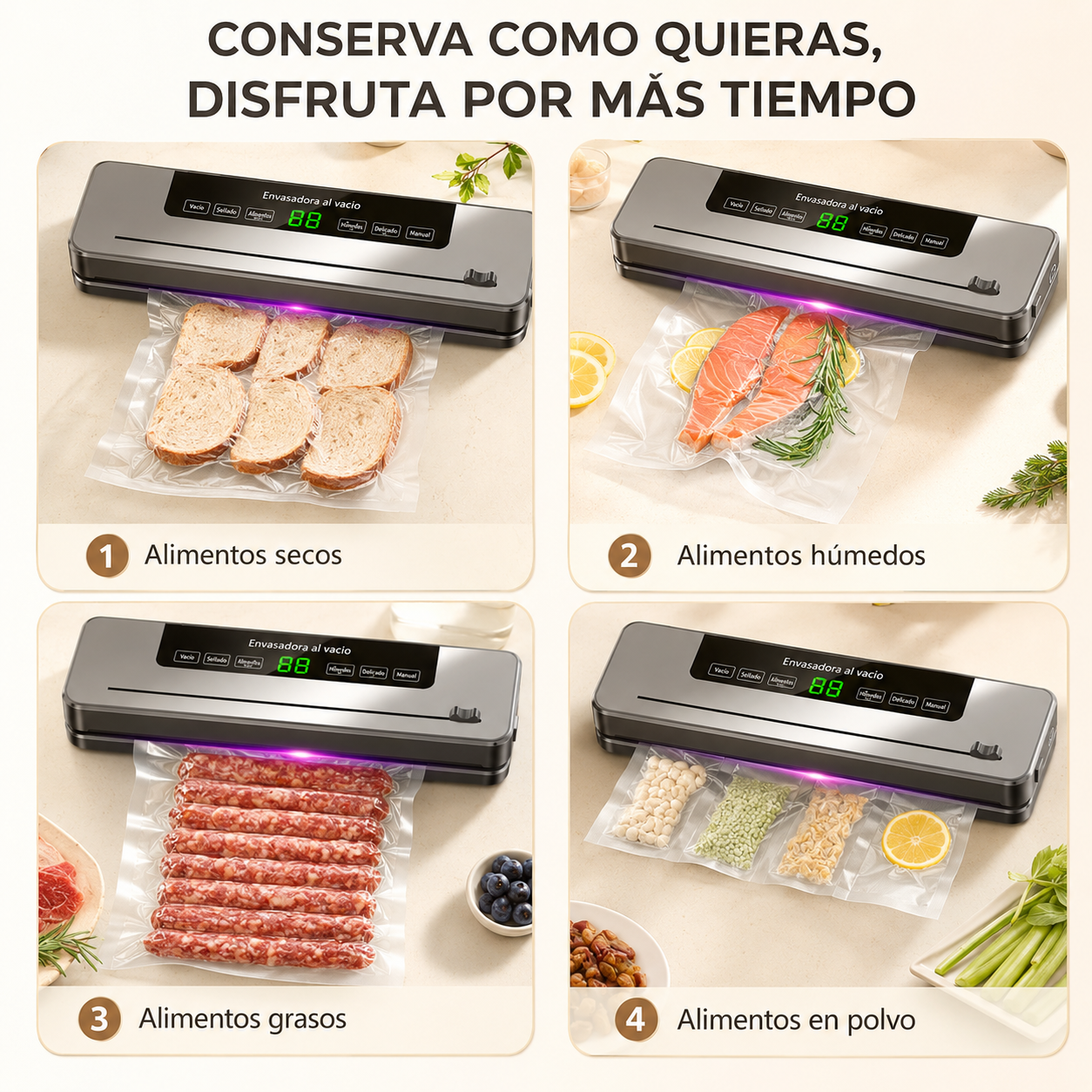 Selladora al vacío automática para alimentos