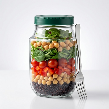Táper de Ensalada con Dispensador de Salsas con Apertura Lateral