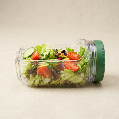Táper de Ensalada con Dispensador de Salsas con Apertura Lateral