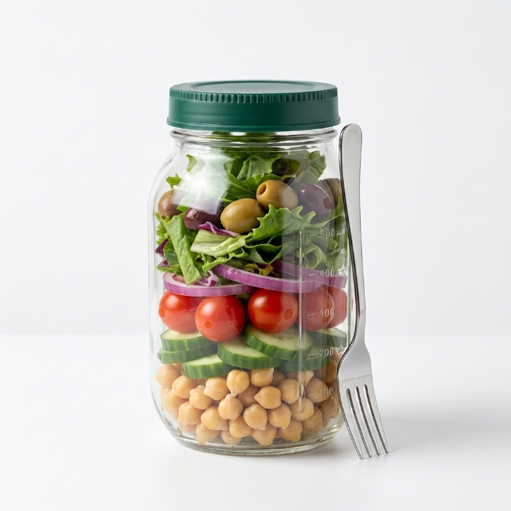 Táper de Ensalada con Dispensador de Salsas con Apertura Lateral