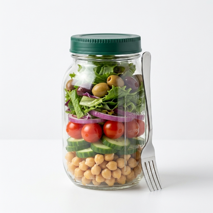 Táper de Ensalada con Dispensador de Salsas con Apertura Lateral